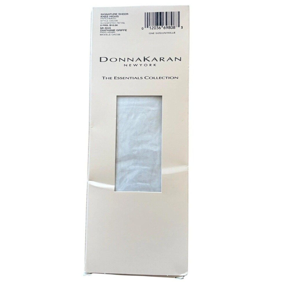 VTG KNEE HIGHS 2Pr NEW Off White / Beige Donna Karan NY Signature SHEER One Size